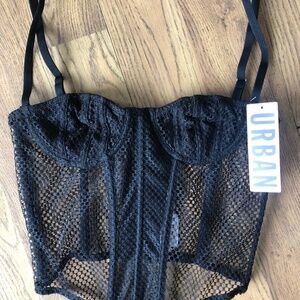 NWT out from under black fishnet corset size small